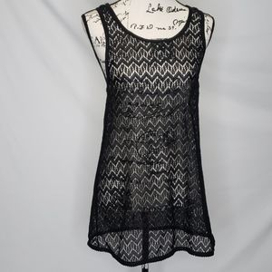 Miken Swim Black Crochet Cover Up Size Small